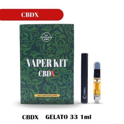 CBDX KIT VAPEO GELATO 33 CARTUCHO 1ML+ BATERIA CCELL