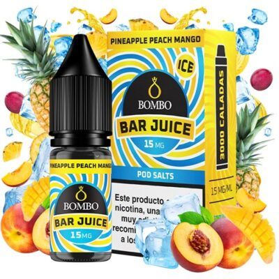 Pineapple Peach Mango Ice 15mg 10ml - Bombo Bar Juice Salts